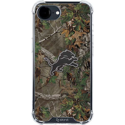 NFL Detroit Lions Realtree Xtra Green Camo iPhone 16e Clear Case