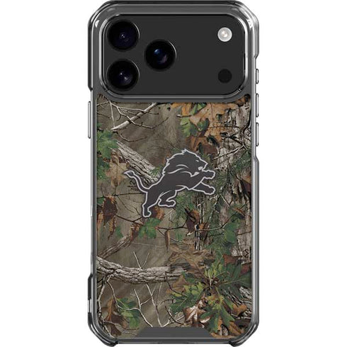NFL Detroit Lions Realtree Xtra Green Camo iPhone 18 Pro Max Clear Case