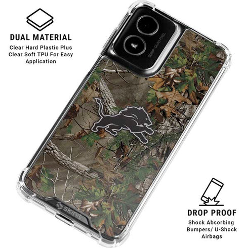 NFL Detroit Lions Realtree Xtra Green Camo Moto G Power 5G (2024) Clear Case