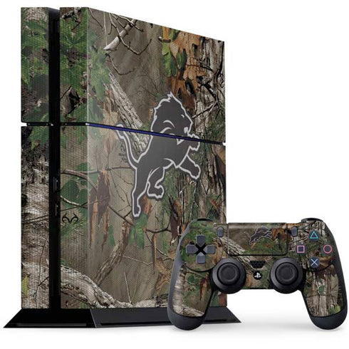 NFL Detroit Lions Realtree Xtra Green Camo PS4 Console and Controller Bundle Skin