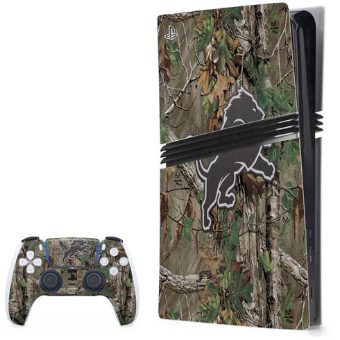 NFL Detroit Lions Realtree Xtra Green Camo PS5 Pro Bundle Skin