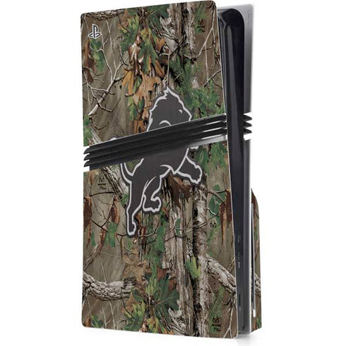 NFL Detroit Lions Realtree Xtra Green Camo PS5 Pro Disk Console Skin