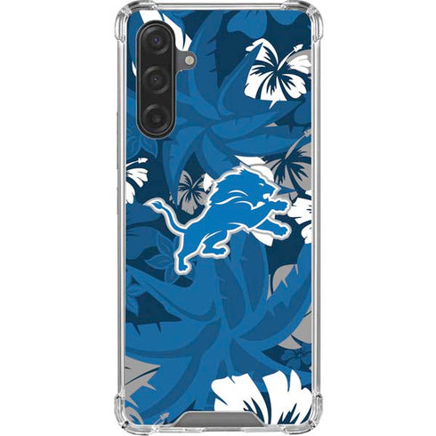 NFL Detroit Lions Tropical Print Galaxy A17 Clear Case
