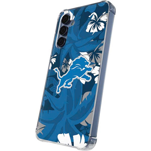 NFL Detroit Lions Tropical Print Galaxy A35 5G Clear Case