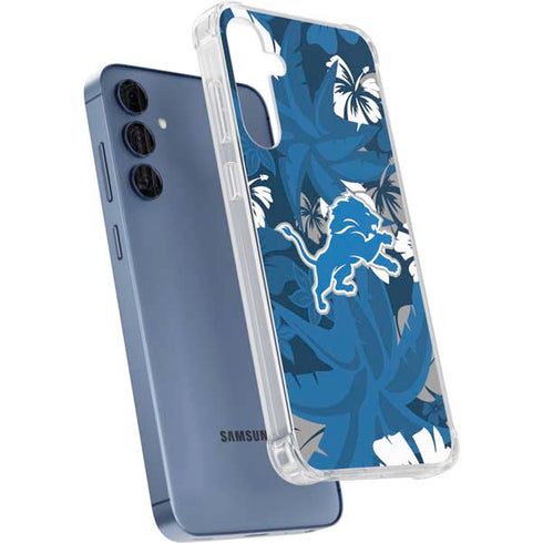 NFL Detroit Lions Tropical Print Galaxy A35 5G Clear Case