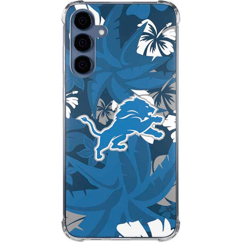 NFL Detroit Lions Tropical Print Galaxy A55 5G Clear Case