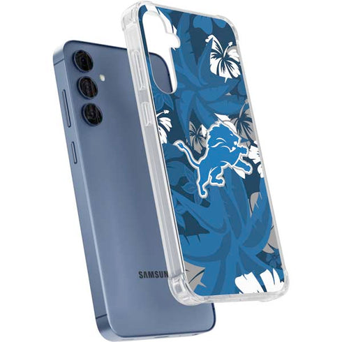 NFL Detroit Lions Tropical Print Galaxy A55 5G Clear Case