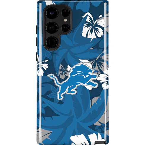 NFL Detroit Lions Tropical Print Galaxy S25 Ultra Impact Case