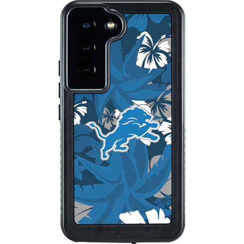 NFL Detroit Lions Tropical Print Galaxy S24 Waterproof Case