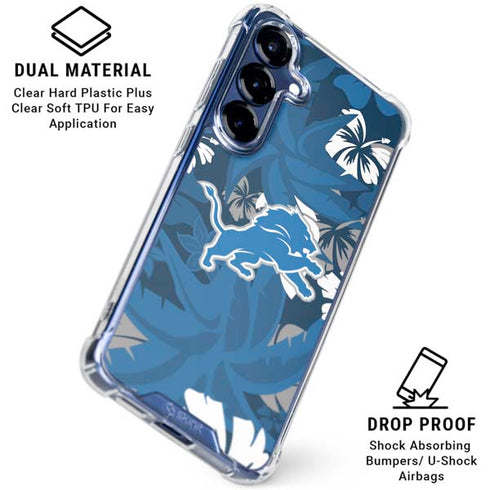 NFL Detroit Lions Tropical Print Galaxy S25 Clear Case