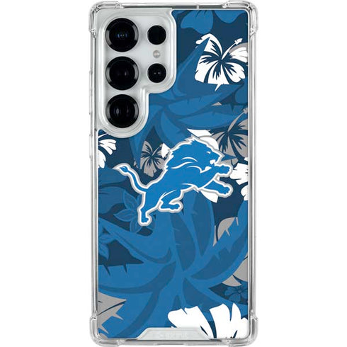 NFL Detroit Lions Tropical Print Galaxy S25 Ultra Clear Case