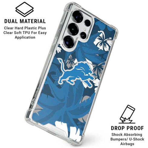 NFL Detroit Lions Tropical Print Galaxy S25 Ultra Clear Case