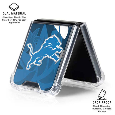 NFL Detroit Lions Tropical Print Galaxy Z Flip6 Clear Case
