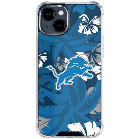 NFL Detroit Lions Tropical Print iPhone 15 Clear Case