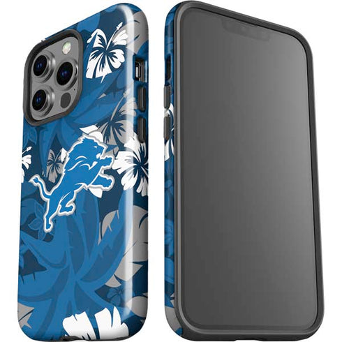 NFL Detroit Lions Tropical Print iPhone 15 Pro Impact Case