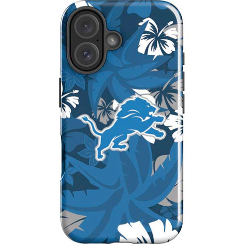 NFL Detroit Lions Tropical Print iPhone 16 Plus Impact Case
