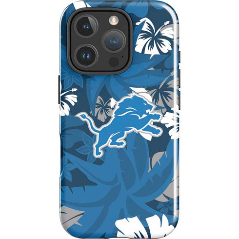 NFL Detroit Lions Tropical Print iPhone 16 Pro Impact Case