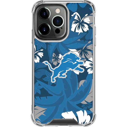 NFL Detroit Lions Tropical Print iPhone 16 Pro Max Clear Case