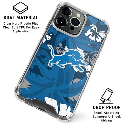 NFL Detroit Lions Tropical Print iPhone 16 Pro Max Clear Case