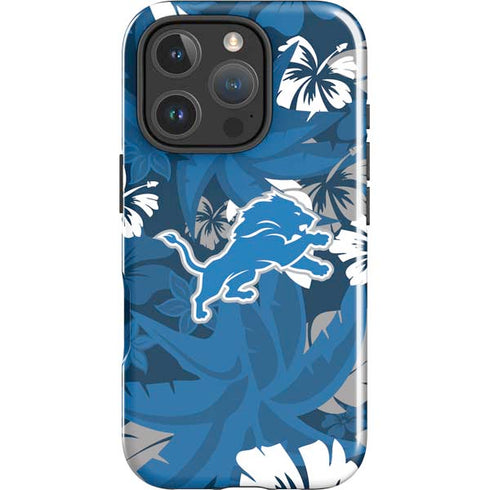 NFL Detroit Lions Tropical Print iPhone 16 Pro Max Impact Case
