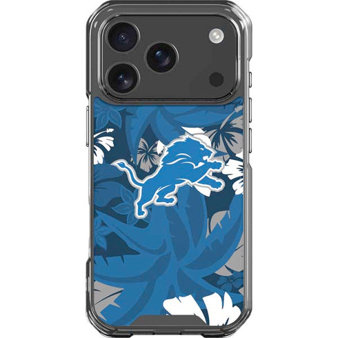 NFL Detroit Lions Tropical Print iPhone 18 Pro Clear Case
