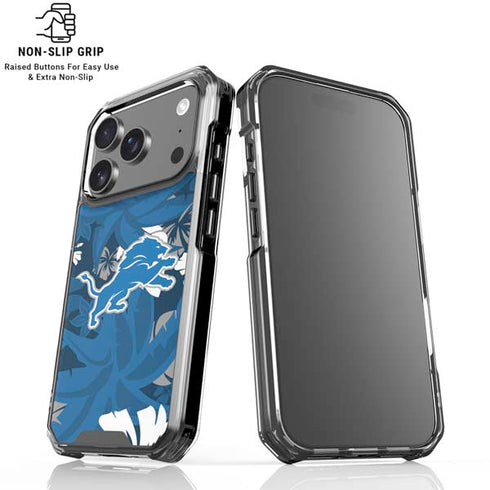 NFL Detroit Lions Tropical Print iPhone 18 Pro Clear Case