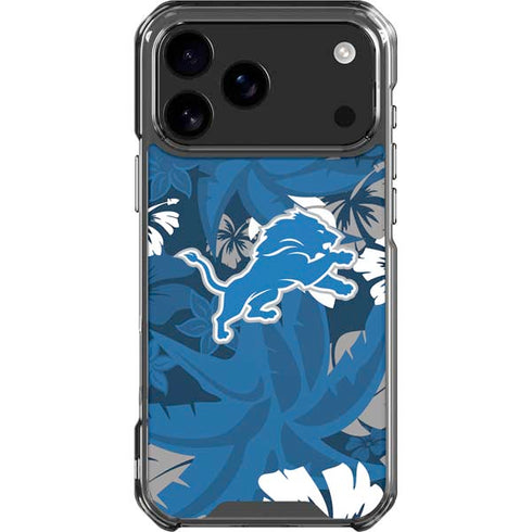 NFL Detroit Lions Tropical Print iPhone 18 Pro Max Clear Case