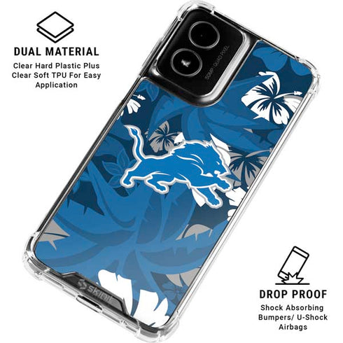 NFL Detroit Lions Tropical Print Moto G Power 5G (2024) Clear Case
