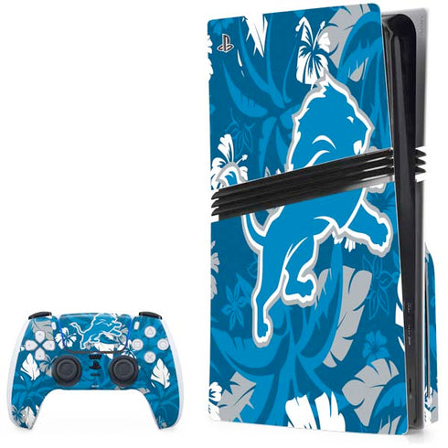 NFL Detroit Lions Tropical Print PS5 Pro Disk Bundle Skin