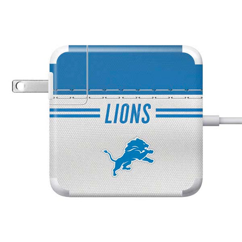 NFL Detroit Lions White Striped 85W Power Adapter (15 and 17 inch MacBook Pro Charger) Skin