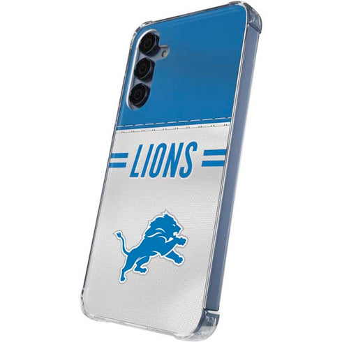 NFL Detroit Lions White Striped Galaxy A55 5G Clear Case