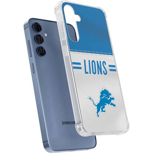 NFL Detroit Lions White Striped Galaxy A55 5G Clear Case