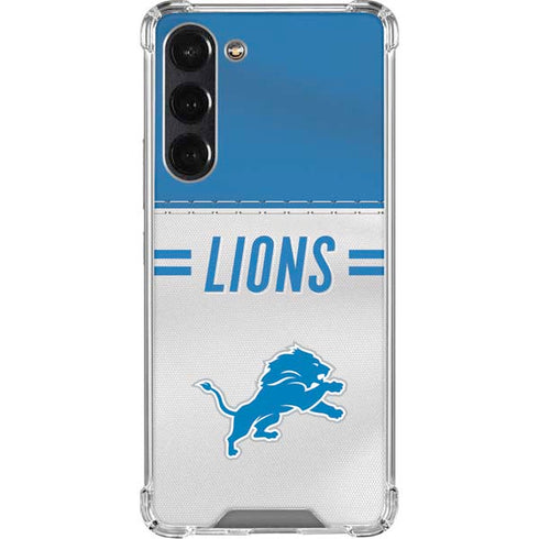 NFL Detroit Lions White Striped Galaxy S24 FE Clear Case