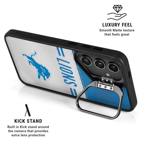 NFL Detroit Lions White Striped Galaxy S25 Kickstand Case