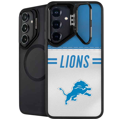 NFL Detroit Lions White Striped Galaxy S25 Plus Kickstand Case