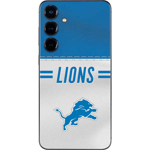 NFL Detroit Lions White Striped Galaxy S25 Plus Skin
