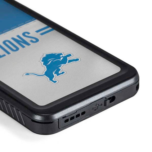 NFL Detroit Lions White Striped Galaxy S24 Waterproof Case