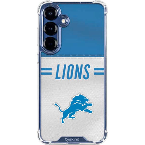 NFL Detroit Lions White Striped Galaxy S25 Clear Case