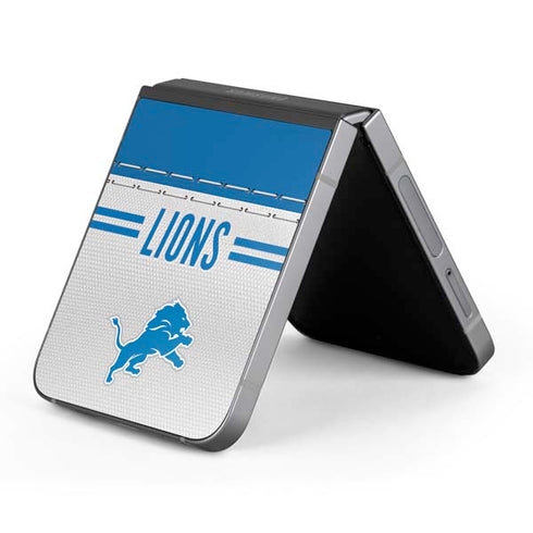 NFL Detroit Lions White Striped Galaxy Z Flip6 Skin