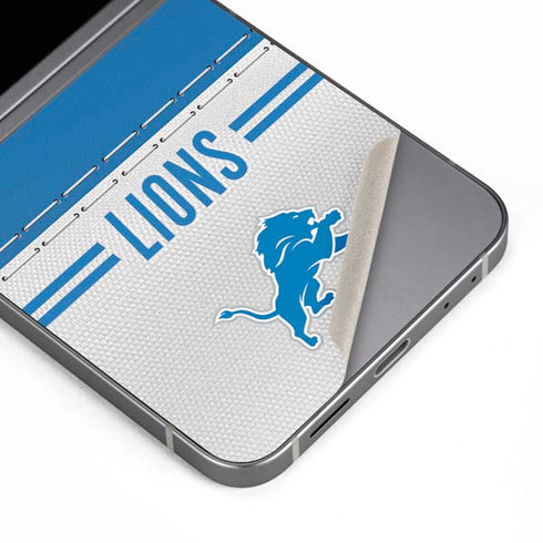 NFL Detroit Lions White Striped Galaxy Z Flip6 Skin