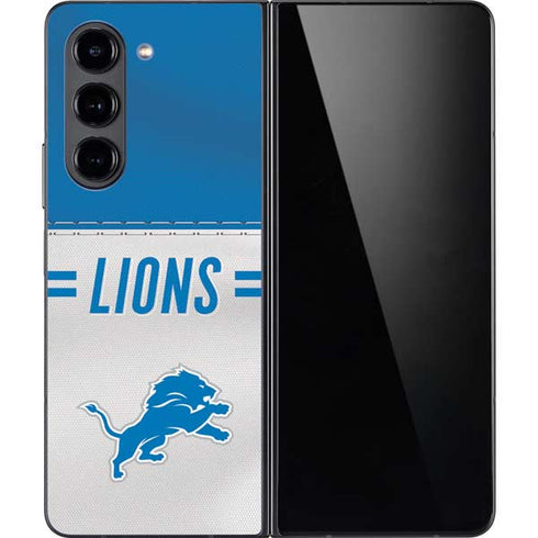 NFL Detroit Lions White Striped Galaxy Z Fold5 5G Skin