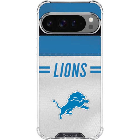 NFL Detroit Lions White Striped Google Pixel 10 Pro XL Clear Case