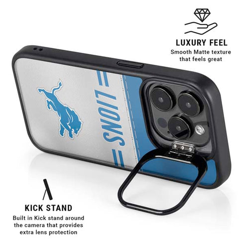 NFL Detroit Lions White Striped iPhone 13 Pro Kickstand Case