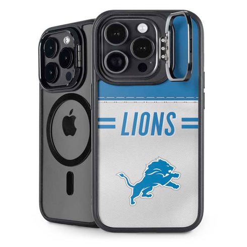 NFL Detroit Lions White Striped iPhone 14 Pro Kickstand Case