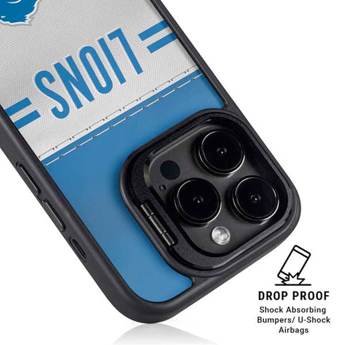 NFL Detroit Lions White Striped iPhone 14 Pro Max Kickstand Case