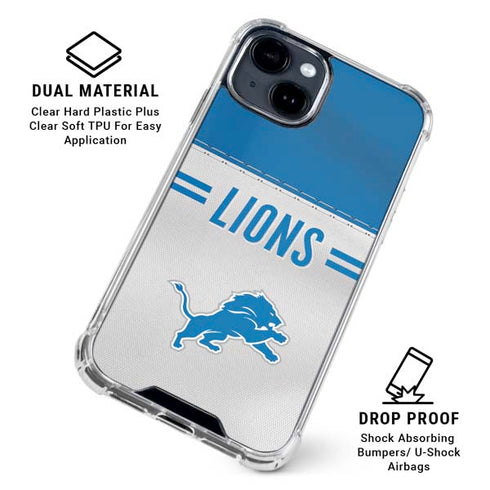 NFL Detroit Lions White Striped iPhone 15 Clear Case