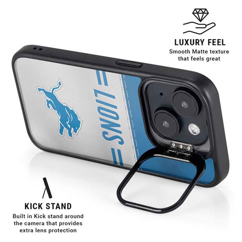 NFL Detroit Lions White Striped iPhone 15 Kickstand Case