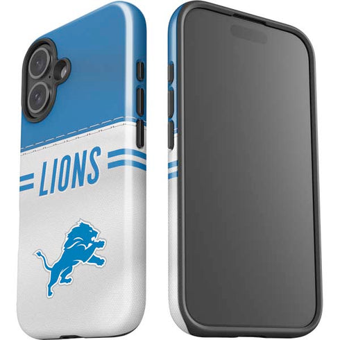 NFL Detroit Lions White Striped iPhone 16 Impact Case