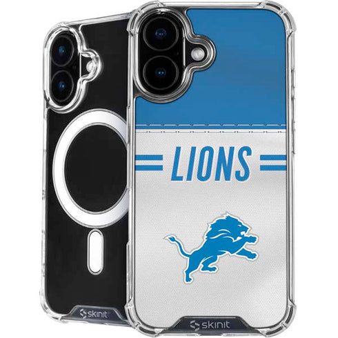 NFL Detroit Lions White Striped iPhone 16 MagSafe Case