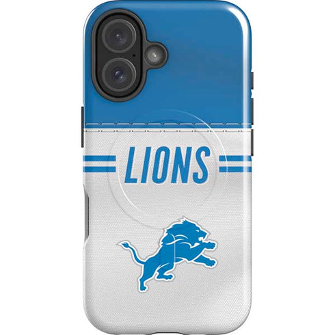 NFL Detroit Lions White Striped iPhone 16 Magsafe Impact Case